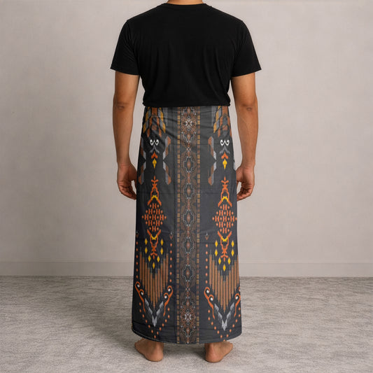 MENS BHS SARONG - CHARCOAL BLACK / BURNT COPPER