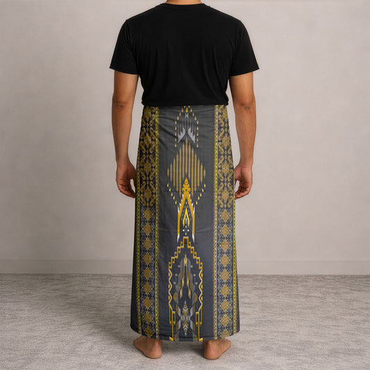 MENS BHS SARONG - SLATE GREY / ANTIQUE GOLD