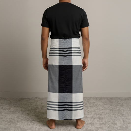 MENS GAJAH DUDUK SARONG - BLACK / WHITE