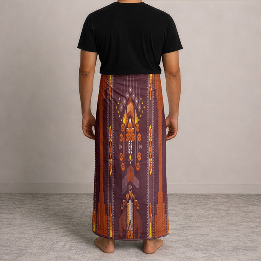 MENS BHS SARONG - ROYAL MAROON / BURNT AMBER