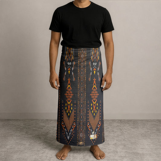 MENS BHS SARONG - CHARCOAL BLACK / BURNT COPPER