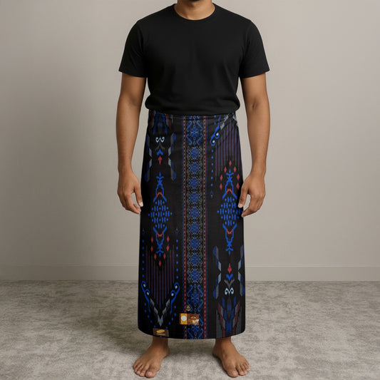 MENS BHS SARONG - BLACK / ROYAL BLUE
