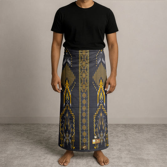 MENS BHS SARONG - SLATE GREY / ANTIQUE GOLD