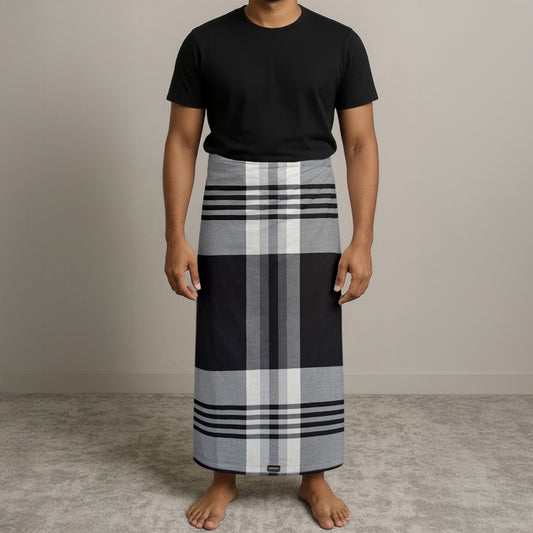 MENS GAJAH DUDUK SARONG - BLACK / WHITE