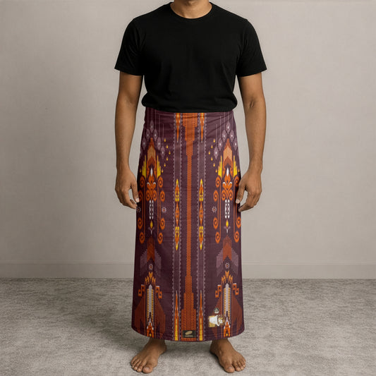 MENS BHS SARONG - ROYAL MAROON / BURNT AMBER